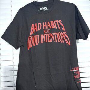 VLONE x Nav Bad Habits Good Intentions Hip Hop Rap Tour Black T-Shirt Large